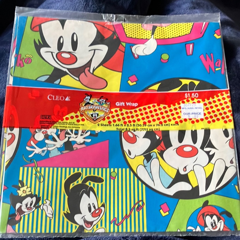 Vintage Animaniacs‎ Gift Wrap - Sealed New Old Stock